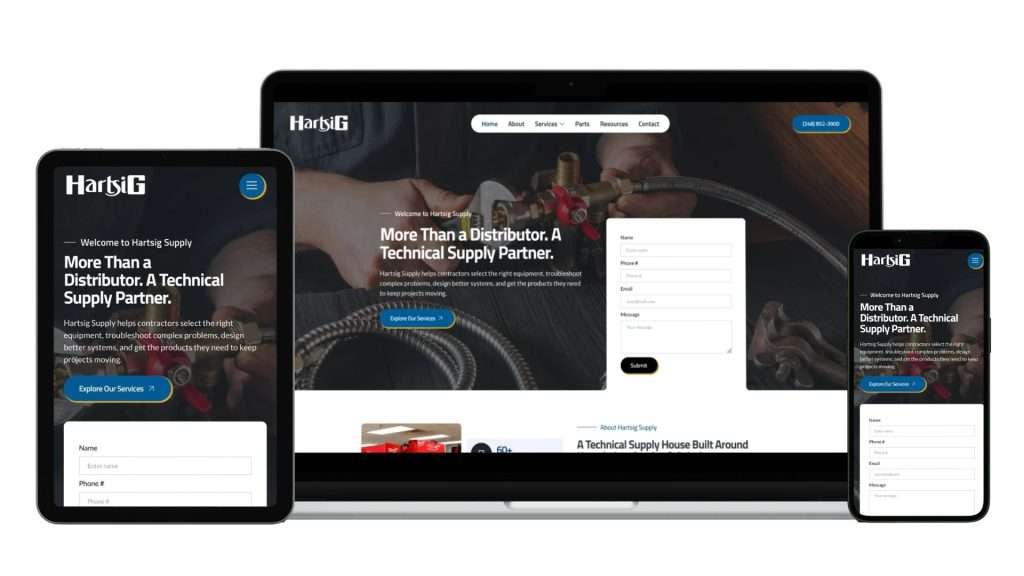 Hartsig Supply Company WordPress website design by DH Digital Design