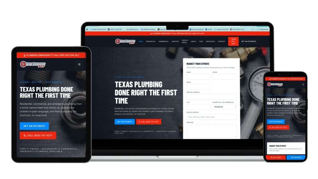 DH Digital Design website mockup showing a lead-generating website built for a Metro Detroit client